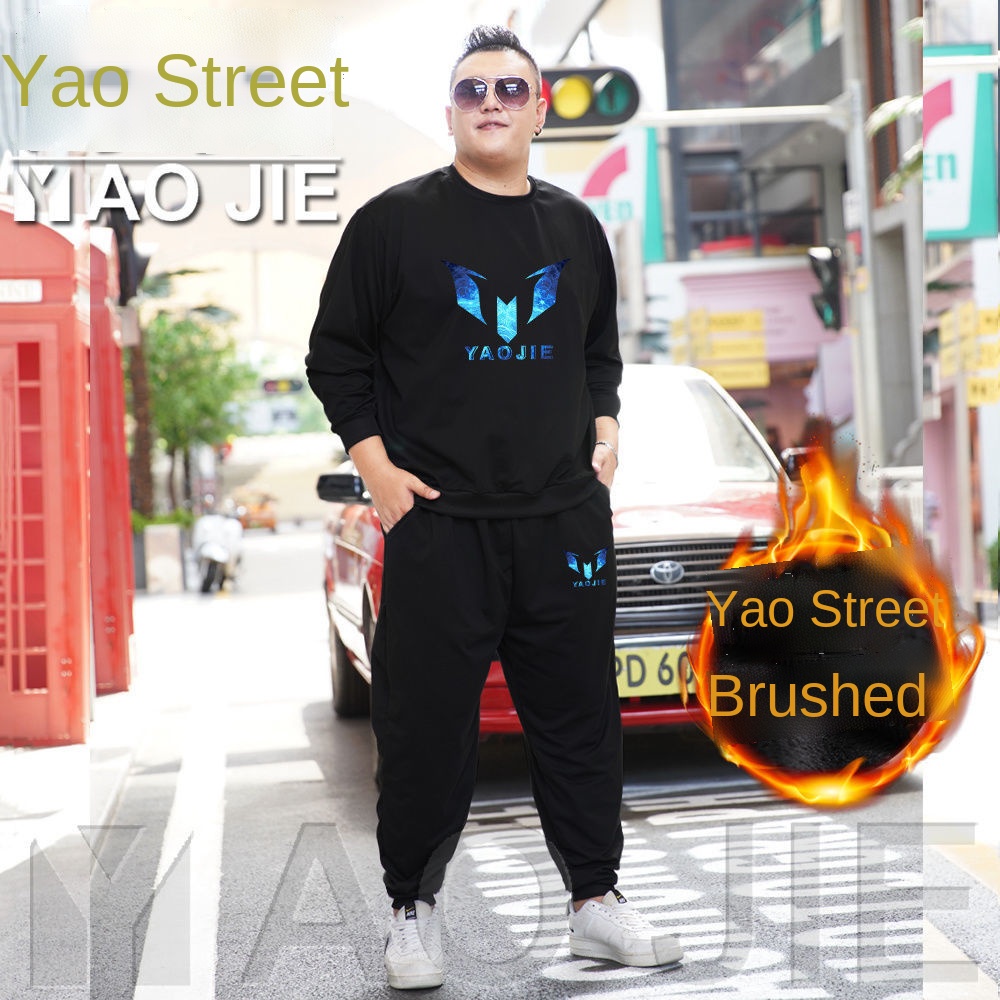 Bộ Áo Cổ Tròn + Áo Vest Plus Size Dáng Rộng Thời Trang Thu Đông Cho Nam