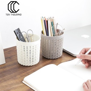 Giỏ nhựa mini để bàn đựng đồ đa dụng giả kiểu đan mây ấn tượng