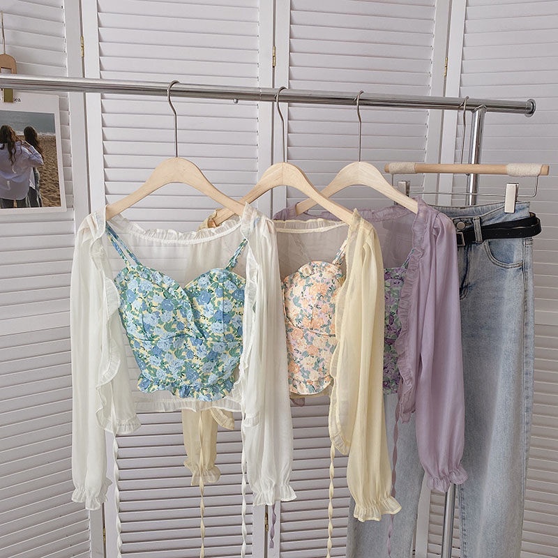 Áo khoác cardigan IELGY chiffon tay dài che nắng phong cách Hàn Quốc thời trang mùa hè mới cho nữ