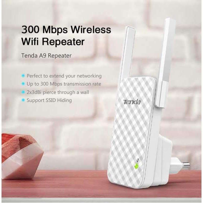 Thiết Bị Thu Sóng Wifi Rồi Phát Lại, Bộ Tiếp Nối Sóng Wi-Fi Tenda A9, Tốc Độ 300Mbps, Thiết bị kích sóng wifi CỰC MẠNH
