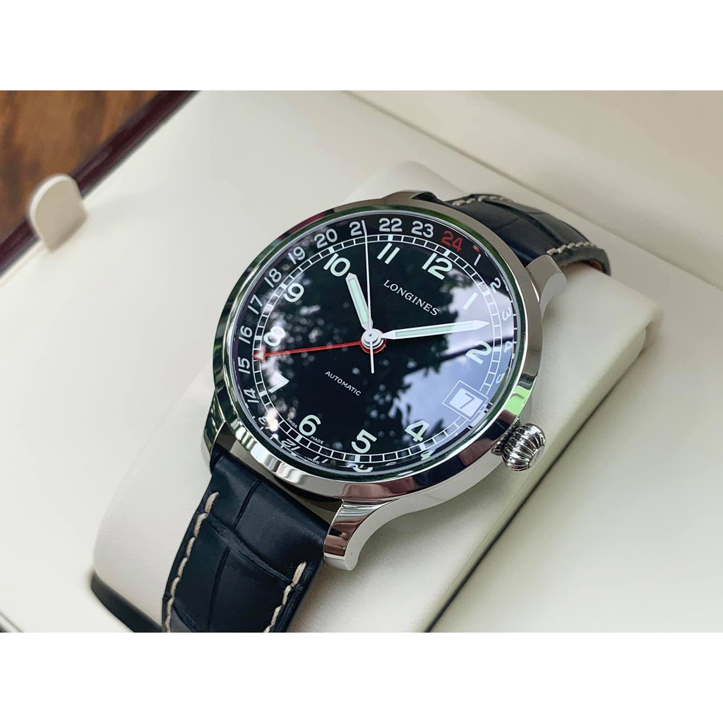 Đồng hồ nam chính hãng Longines Heritage Automatic Black Dial L27894533 - Máy Cơ - Kính Sapphire nguyên khối - Dây da