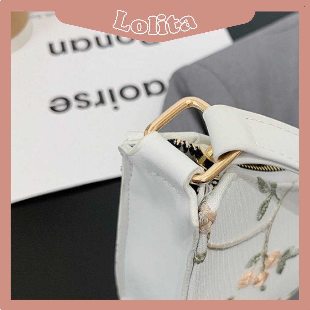Túi Xách Nữ Kẹp Nách Đeo Vai LILAS Baggu Thêu Hoa Vân Nổi