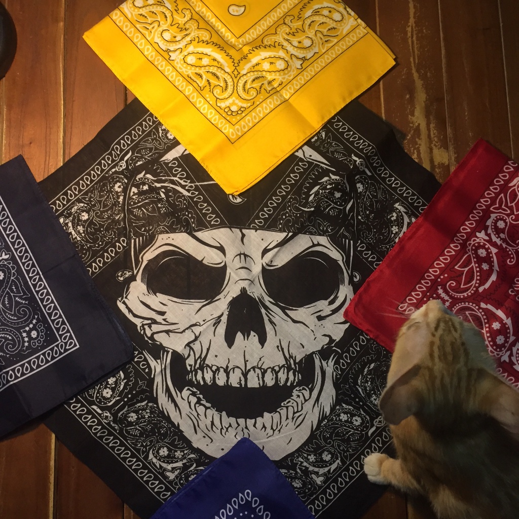 Khăn Bandana/Turban cổ điển họa tiết Skull Paisley Retro