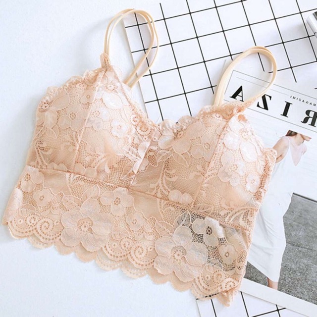 Áo Bra Ren 2 dây Bigsize Nâng Ngực Dáng Lửng