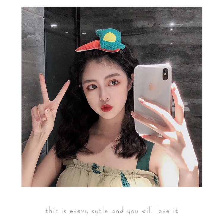 Kẹp tóc đính nơ in hình Pikachu/ trái cây dễ thương thời trang cho nữ