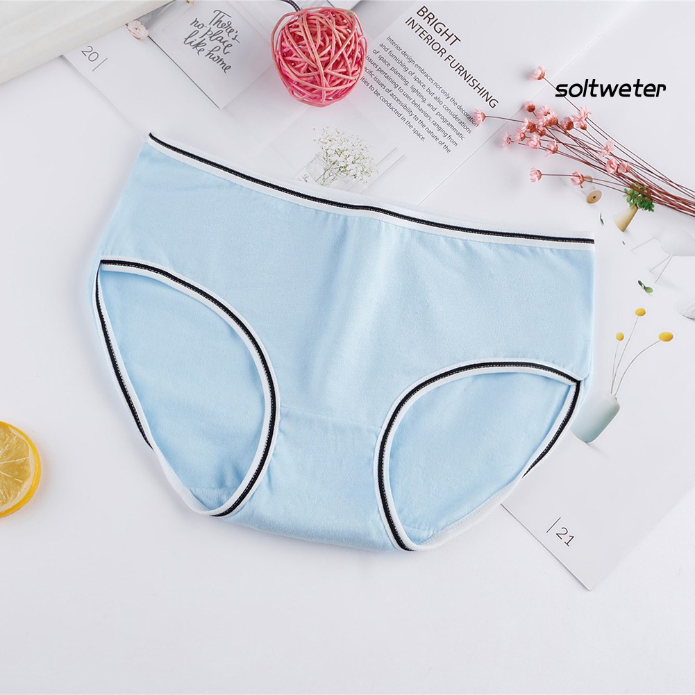 Quần lót cotton thoáng khí màu trơn dễ thương dành cho nữ