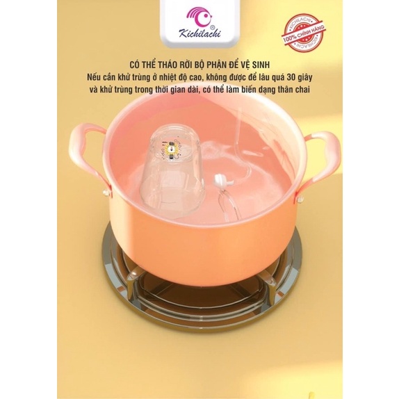 Bình Nước, Bình Ống Hút Kichi 240ml nhựa đẹp (bình vương miện)