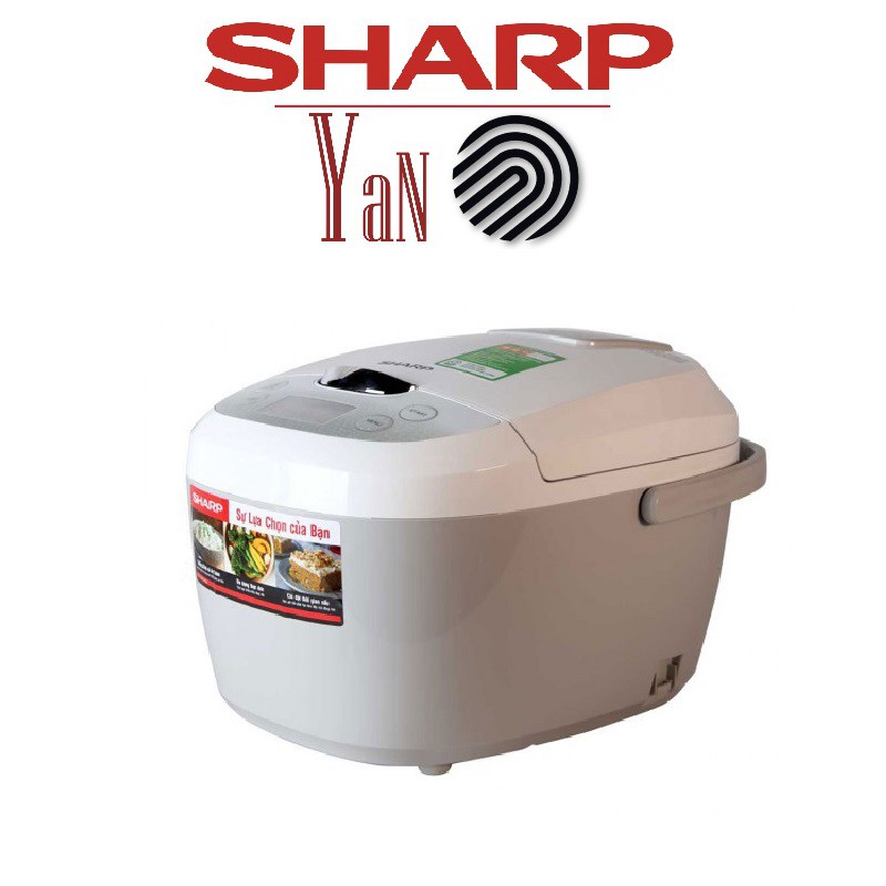 Nồi cơm điện tử chống dính cảm biến nhiệt độ hơi nước 1.8L Sharp KS-COM180EV-GY 830W trắng mặt xám - Hàng chính hãng