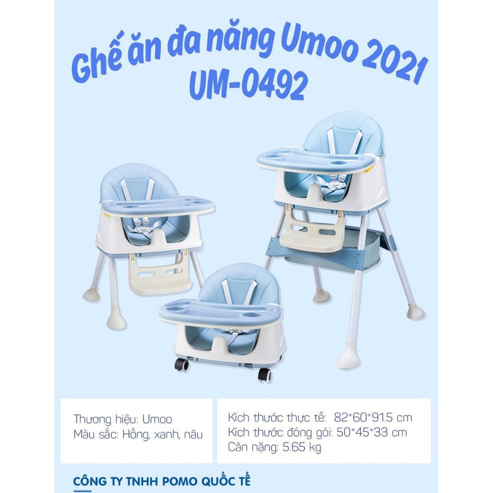 Ghế ăn dặm Umoo UM - 0492 mẫu to bản nâng cấp 2021