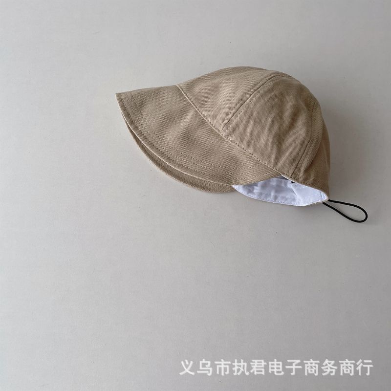 Mũ vành trơn màu có dây rút điều chỉnh cho bé