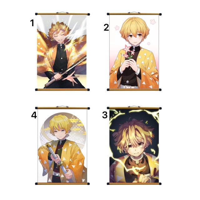 Ảnh poster agatsuma zenitsu, tranh treo tường anime kimetsu no yaiba agatsuma