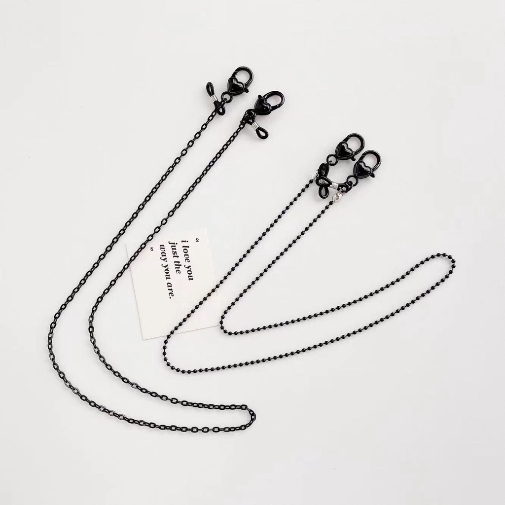 Dây Xích Gắn Mắt Kính Xâu Hạt Acrylic Màu Đen Phong Cách Hàn Quốc Đơn Giản