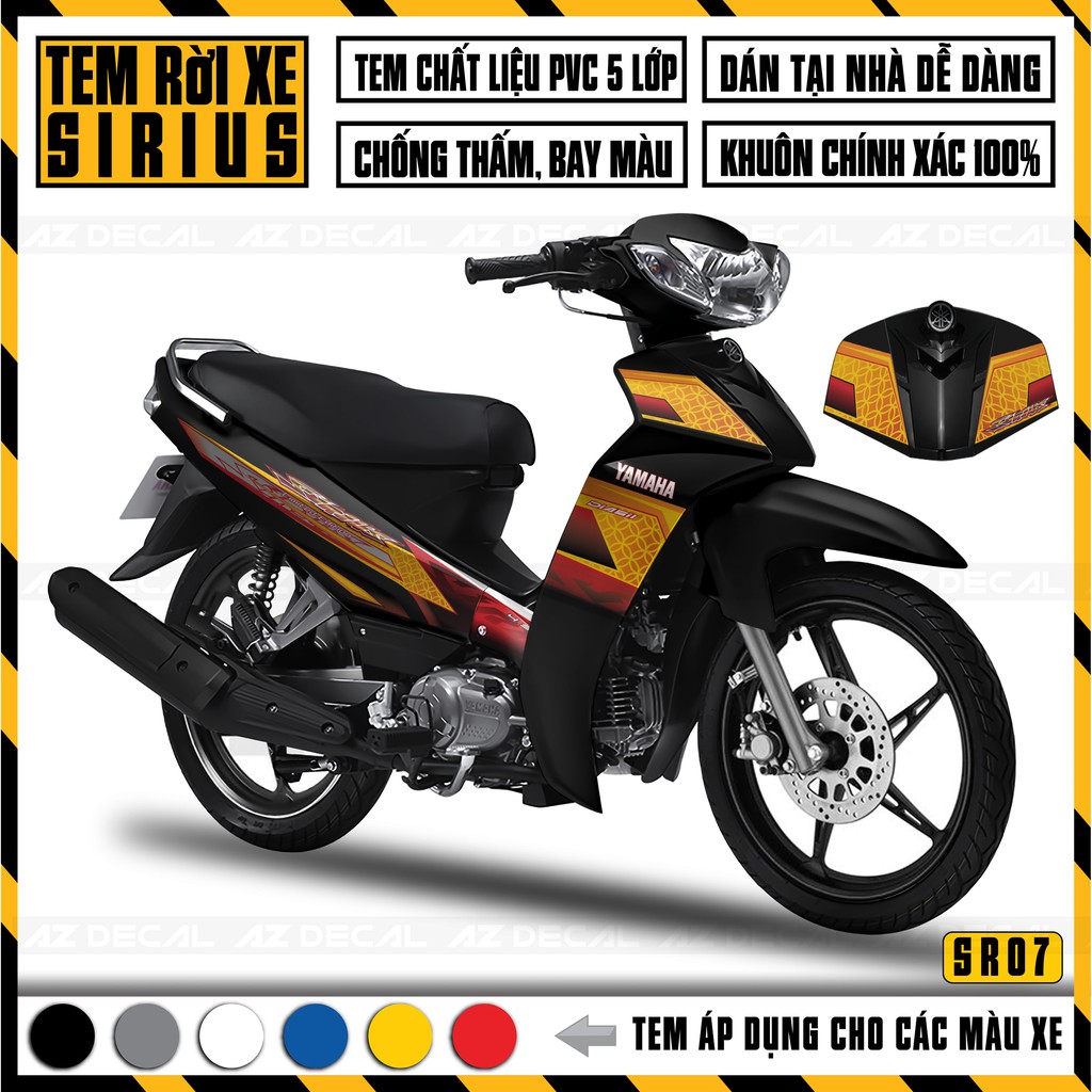 Tem Sirius RC Limited Edition | SR07 | Team Chế Sirius Xăng Cơ Decal Rời Cao Cấp Dễ Dán Cho Xe Sirus Đỏ Đen Xanh Trắng