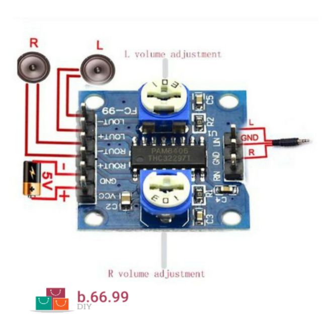 mạch khuyếch đại âm thanh pam8406 5v 5w×2