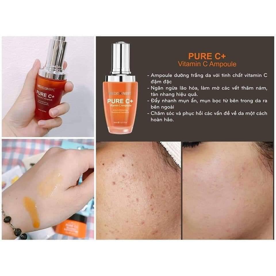 Tinh Chất Dưỡng Trắng Da, Mờ Thâm MediskinbyC Pure C+ Vitamin C Ampoule 30ml