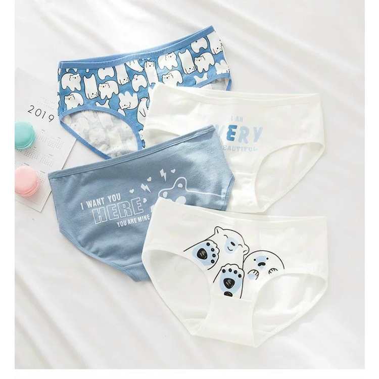 Set 5 quần lót nữ cotton mềm mịn kháng khuẩn, quần chip nữ họa tiết dễ thương cute