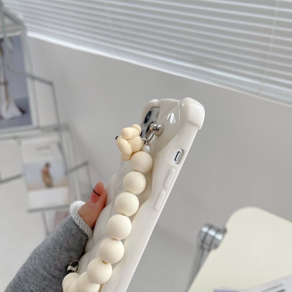 Ốp điện thoại TPU dẻo viền vuông màu trắng có dây đeo tay thích hợp cho IPHONE 12 PRO MAX 11 PRO MAX XS MAX XR X 7PLUS
