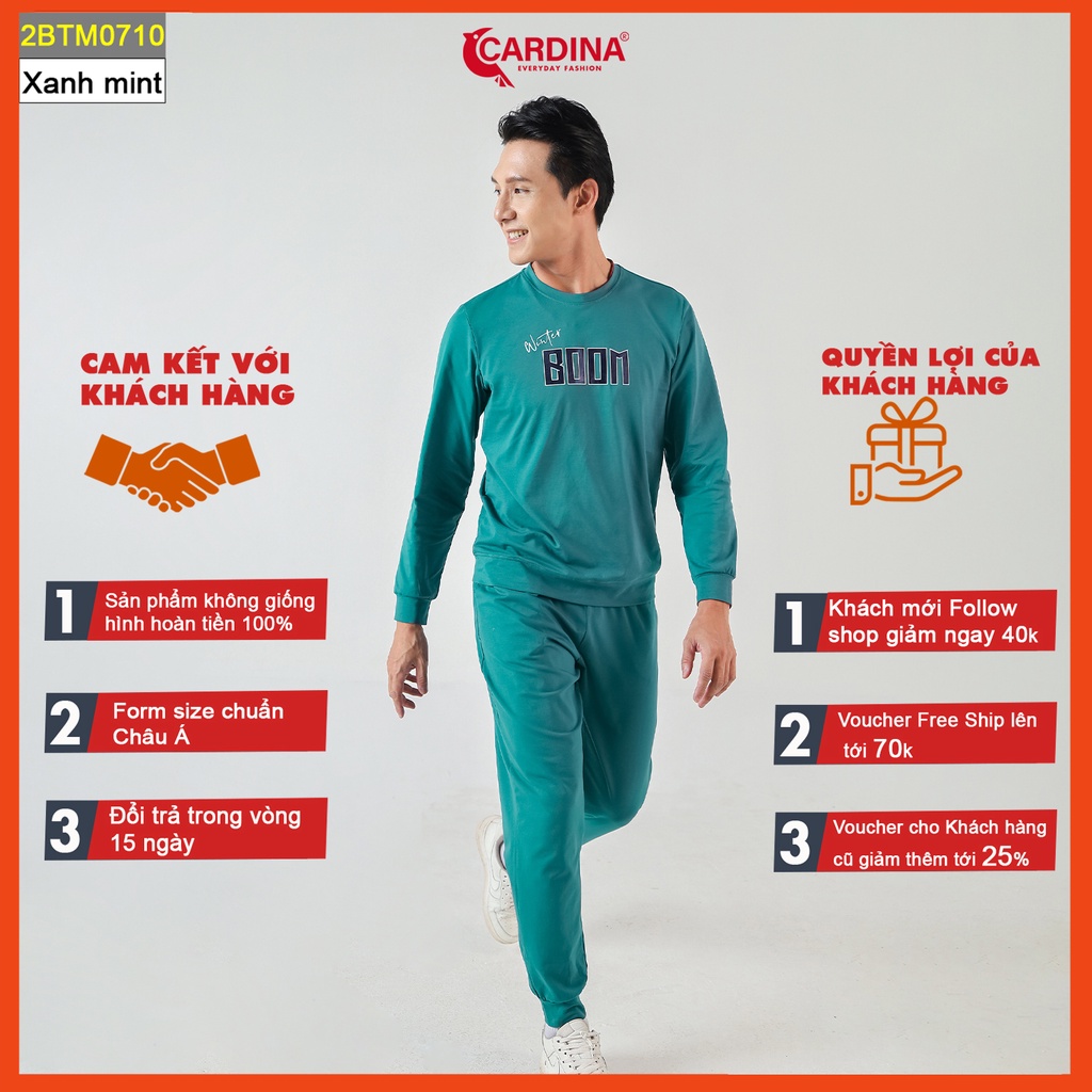 Đồ bộ nam CARDINA chất cotton cao cấp in chữ kiểu dáng thể thao khỏe khoắn 2BTM07