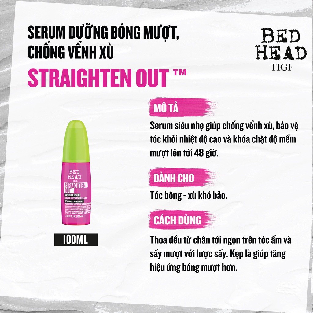 Serum dưỡng bóng mượt chống vênh xù Tigi Bed Head Straighten Out 100ML