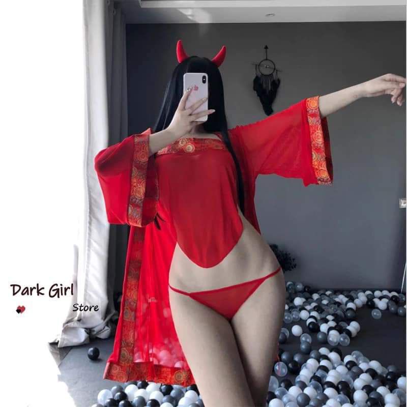 Áo choàng ngủ kèm yếm - áo khoác kimono cách điệu cosplay cổ trang Trung Hoa | BigBuy360 - bigbuy360.vn