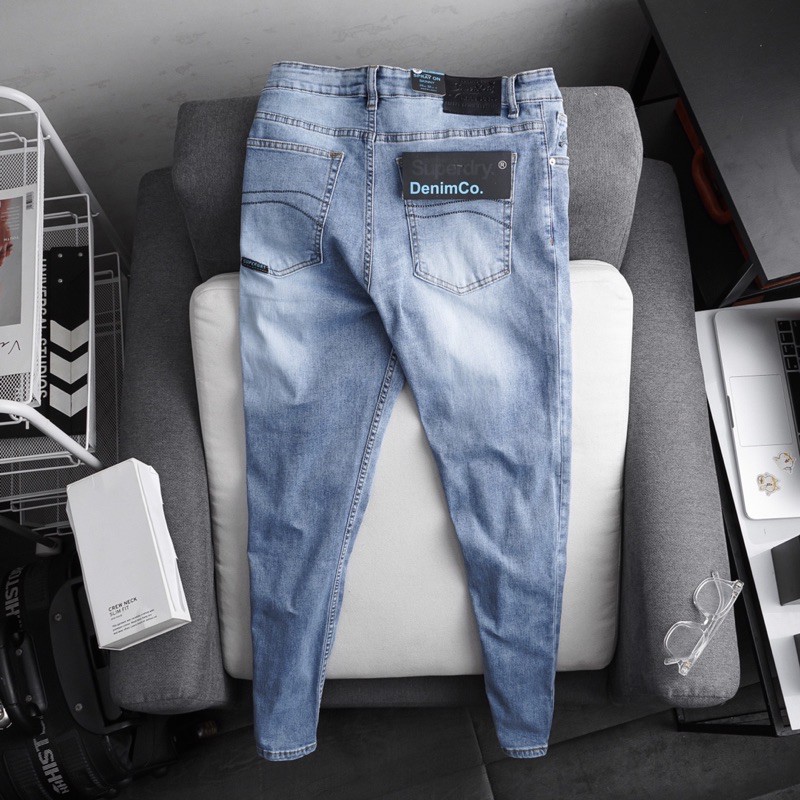 Quần jean nam màu xanh ống ôm vừa VNXK slimfit 3 màu | BigBuy360 - bigbuy360.vn