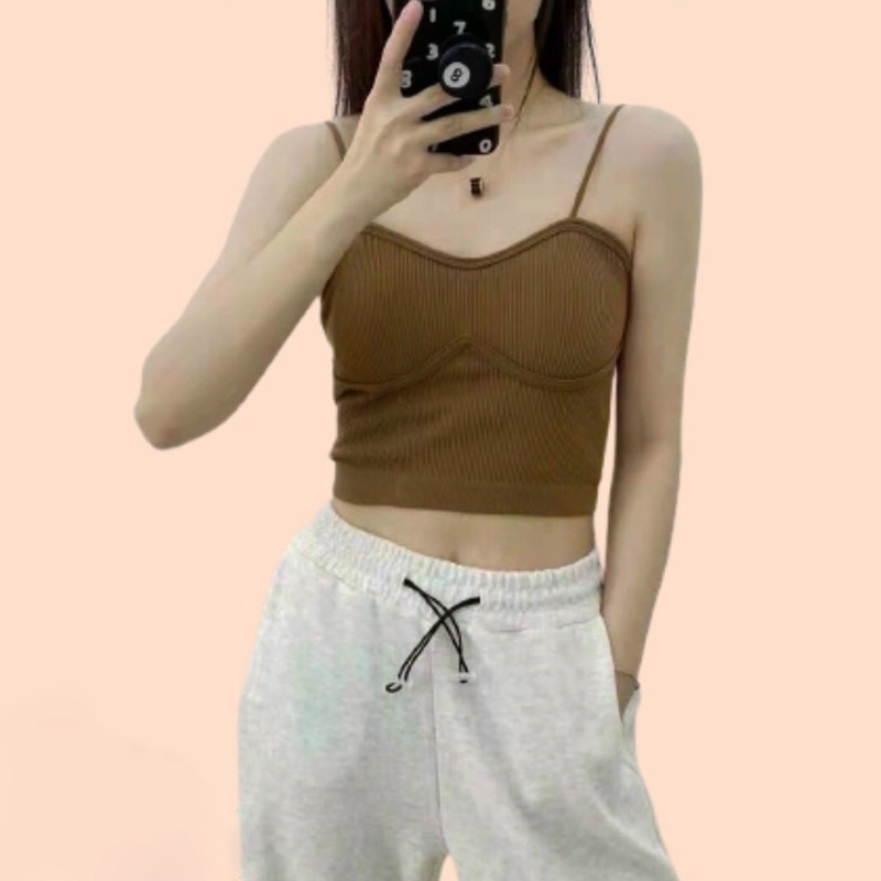 Áo 2 Dây UNDERCOOL Nữ Đệm Ngực Gân Tăm Croptop Viền Ngực