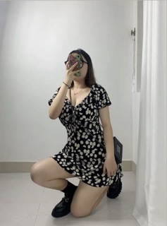 [Thanh Lý] D04 - ĐẦM HOA CÚC CỔ RỘNG