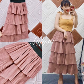 Chân Váy Tầng Xếp Li Dáng Dài Bèo Nhún 4 Tầng Cao Cấp Thời Trang Nữ CV01