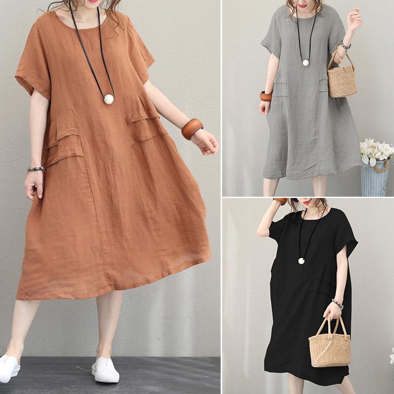 Đầm suông tay cánh dơi phong cách retro thời trang cho nữ