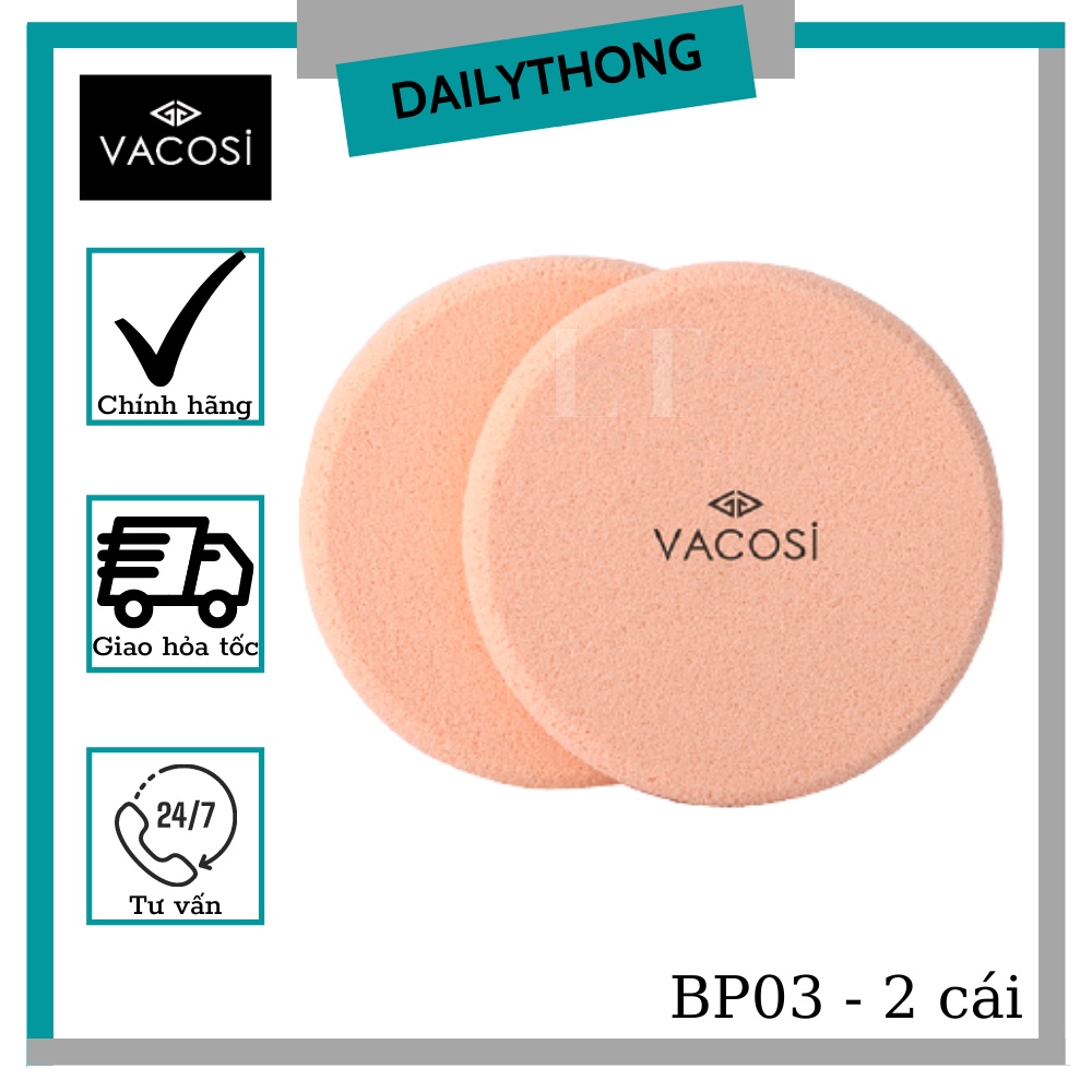 Combo 2 bông phấn ướt Vacosi size‎ nhỏ vuông﻿ và tròn, giọt nước