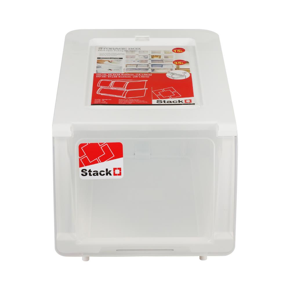 HomeBase STACKO Hộp nhựa đựng đồ đa năng có nắp phí trước 15L Thái Lan W38.8xH23xD25.5cm màu trắng trong