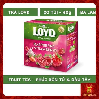 Trà túi lọc loyd 40g fruit tea - raspberry & strawberry - phúc bồn tử, dâu tây
