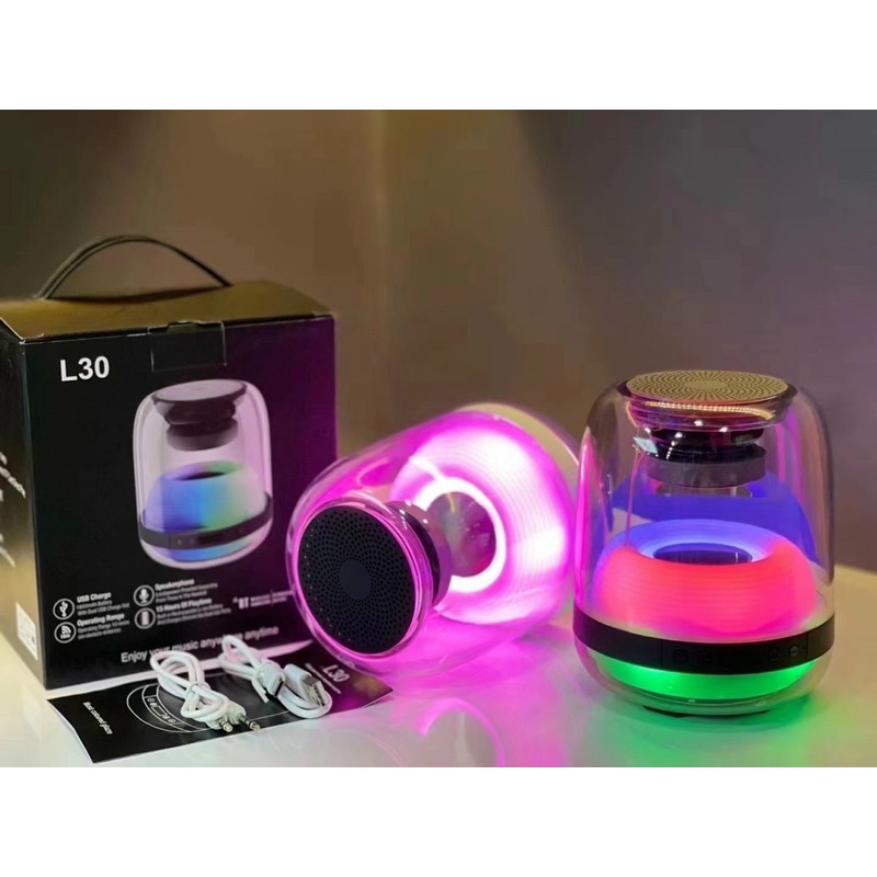 Loa Bluetooth L30, Loa Bluetooth Mini Có Đèn LED Theo Âm Nhạc, Âm Thanh vòm 6D 10W, Pin Cực Khoẻ Thiết Kế Cực Đẹp