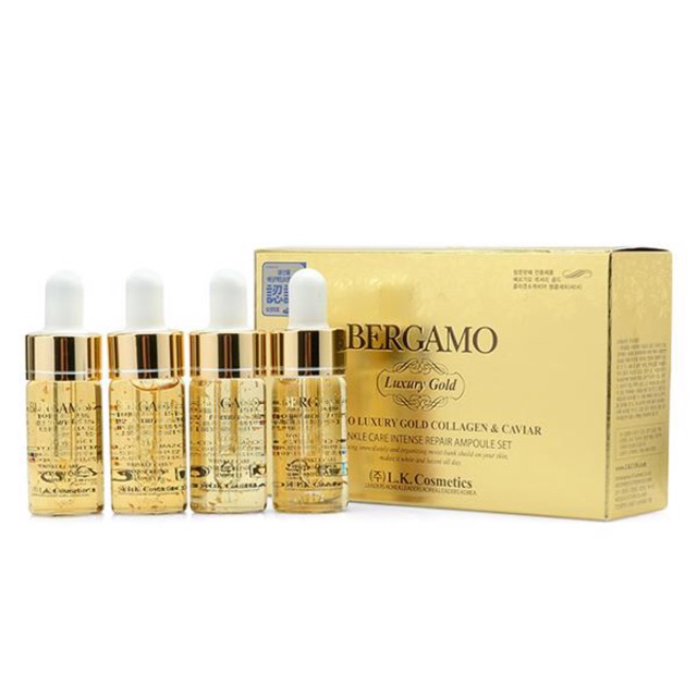 Set 4 lọ Tinh chất BERGAMO Luxury Gold Collagen & Caviar