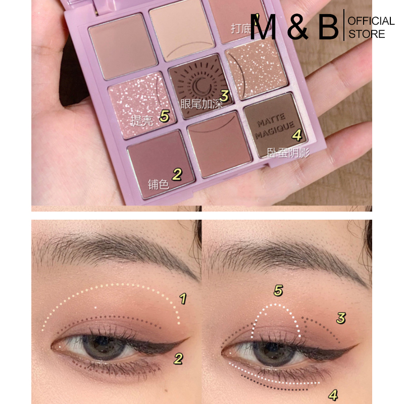 Bảng phấn mắt 9 màu lì và nhũ ngọc trai thời trang sành điệu cho nữ | BigBuy360 - bigbuy360.vn