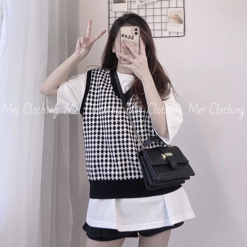 Áo Gile Kẻ Caro Nhỏ Hàng Loại 1 Dày Mịn Co giãn
