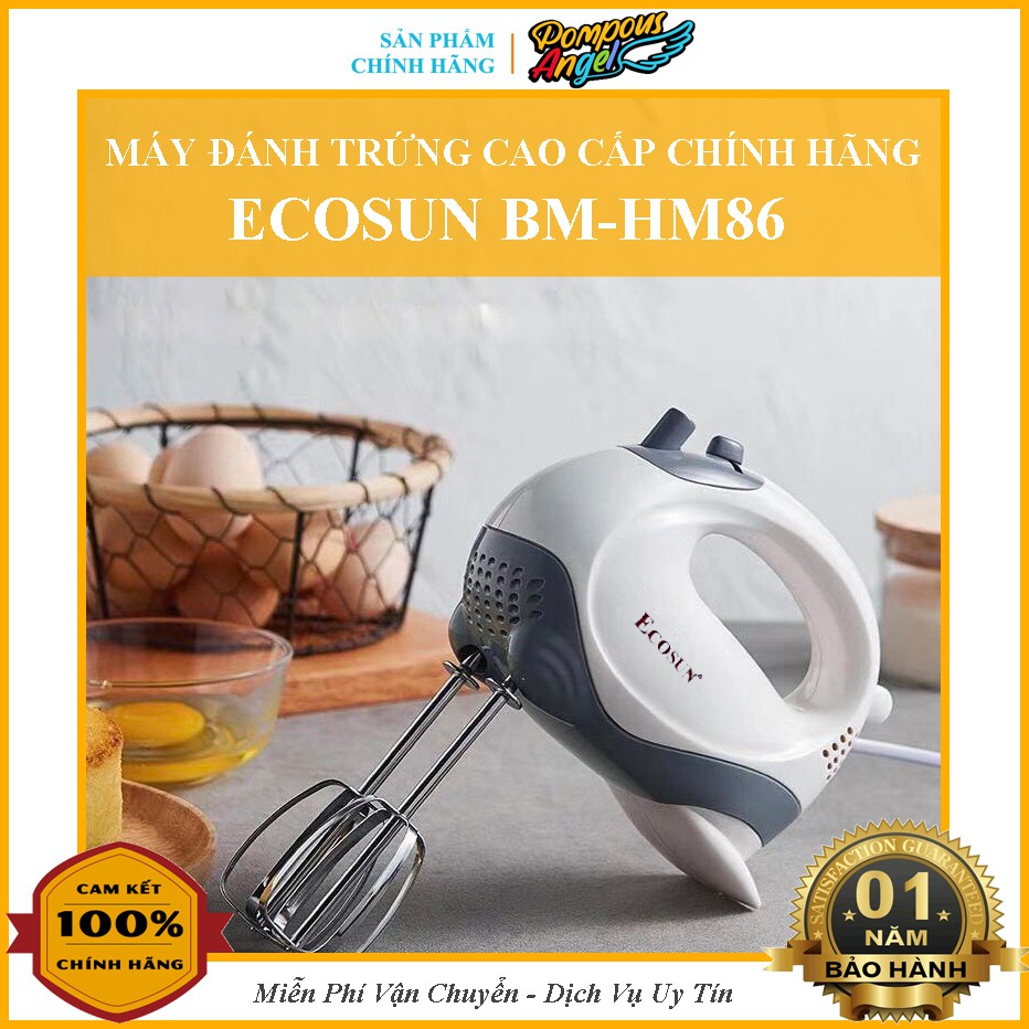 Máy đánh trứng đơn cầm tay mini đa năng 5 tốc độ ECOSUN màu trắng bảo hành 12 tháng