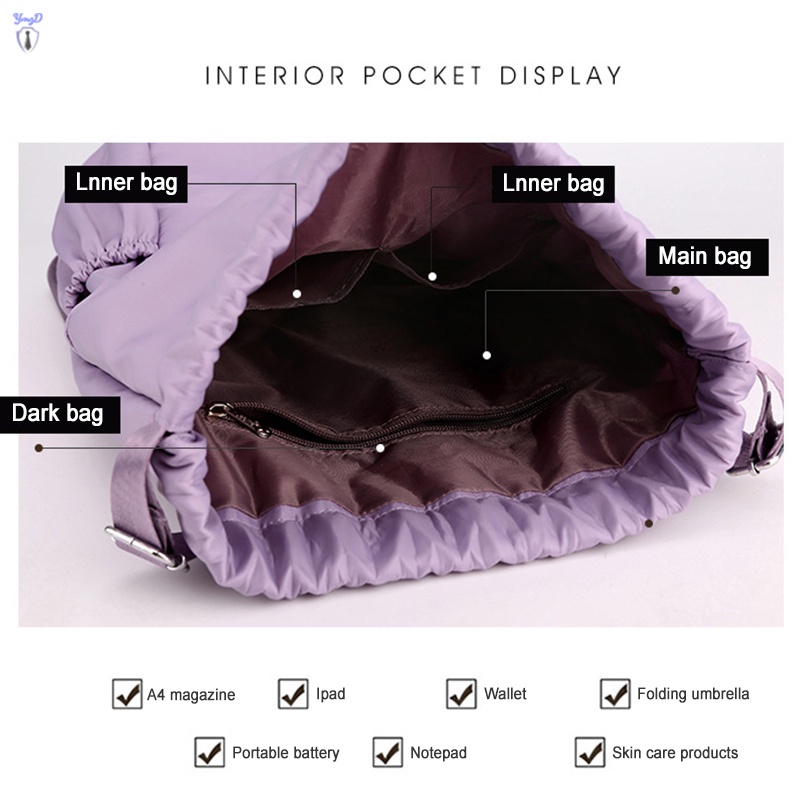 Ba lô đeo vai bằng vải oxford nhẹ có dây rút chống văng cho nam và nữ