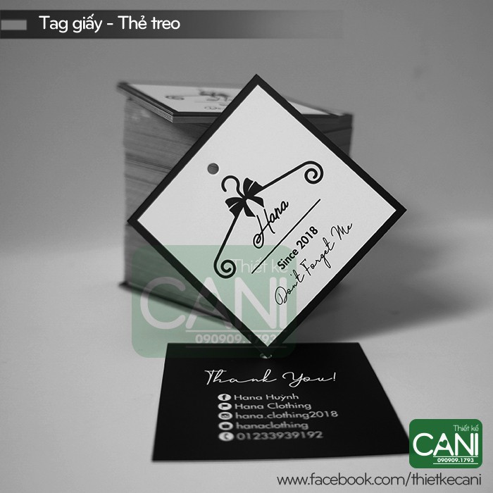 500c In theo yêu cầu Tag Thẻ Giấy vuông thoi 5x5cm Tem treo quần áo