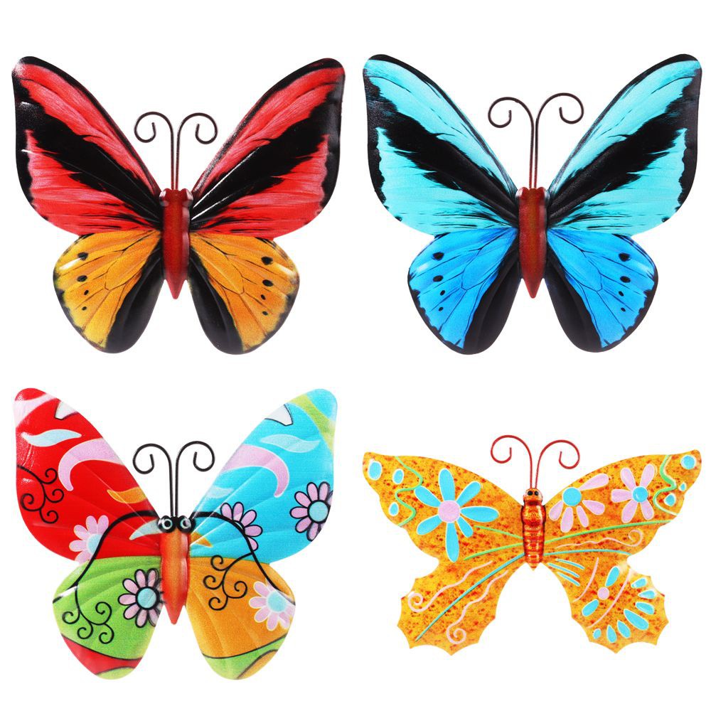MIOSHOP Fence Metal Butterfly Indoor Wall Art Wall Decor Decorations Garden Colorful Outdoor Sculpture Hanging