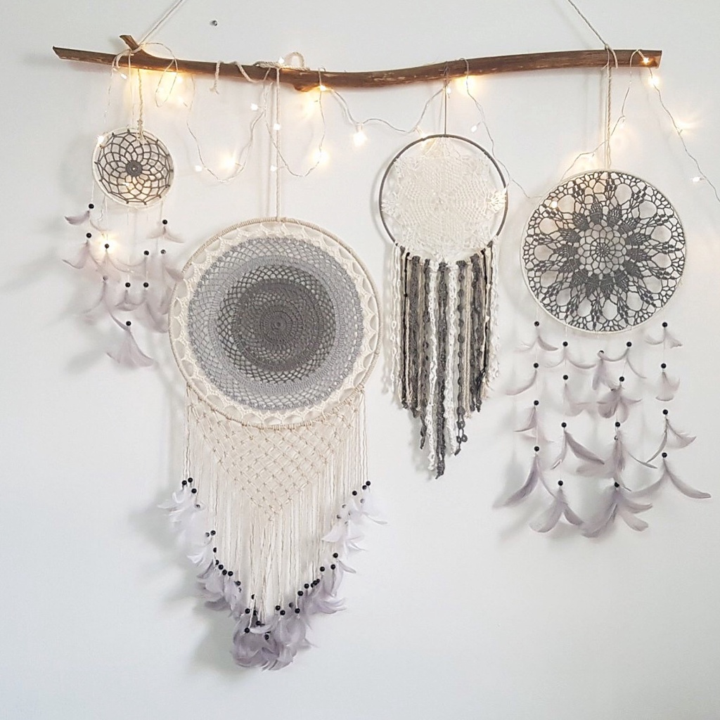 Bộ deamcatcher 4 cái size nhỏ trang trí nhà cửa phong cách Vintage có nhiều màu