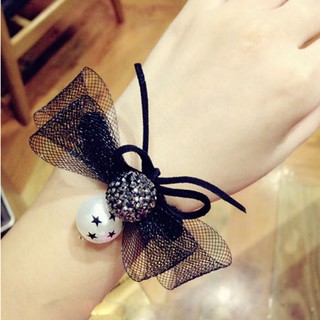 CH081 Cột tóc handmade 4 mẫu pha lê phối vải ren