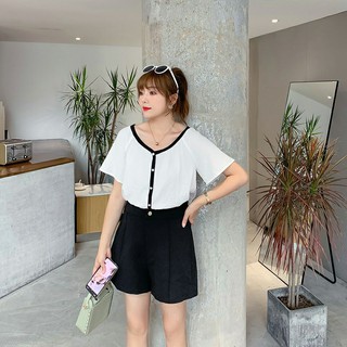 Big size Áo kiểu nút ngọc giấu giáng 60-90kg