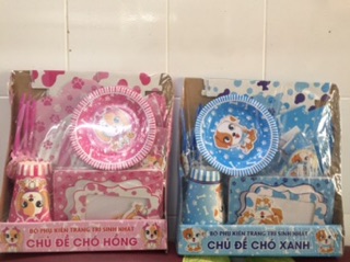 Sét trang trí sinh nhật CHÓ XANH để bàn cho bé