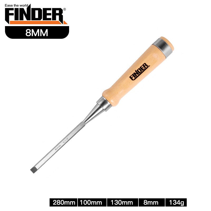 Cây đục cao cấp cán gỗ 8mm  lưỡi đục được làm từ thép hợp kim chrom vanadium được xử lý nhiệt cho độ cứng cao