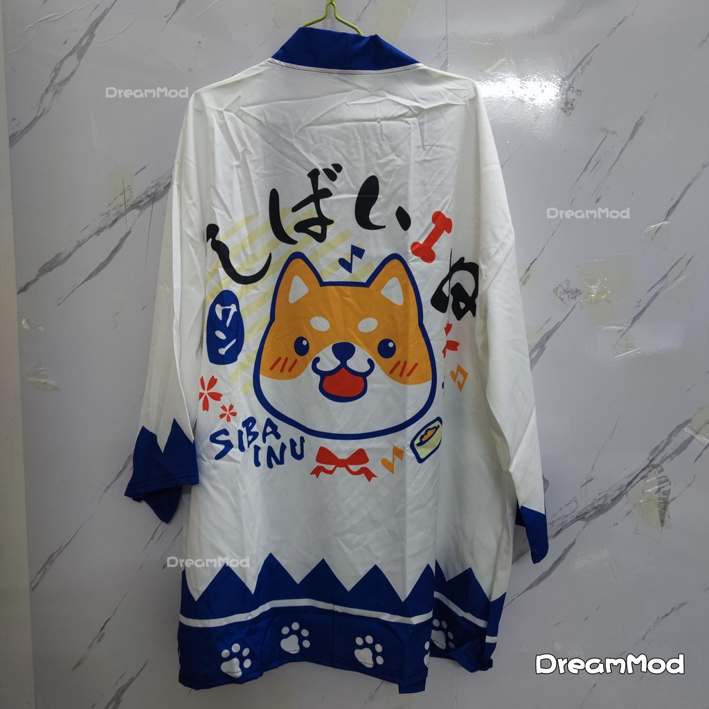 Áo khoác kimono ngắn tay in hình chú cún Shiba anime đáng yêu