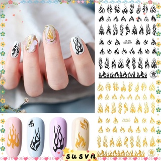 Miếng dán trang trí móng tay hình ngọn lửa 3d nhiều màu diy