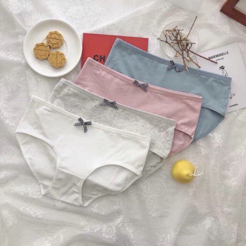 Quần Lót Nữ Cotton Cao Cấp Loại 1 Kháng Khuẩn Khử Mùi Đính Nơ Lụa