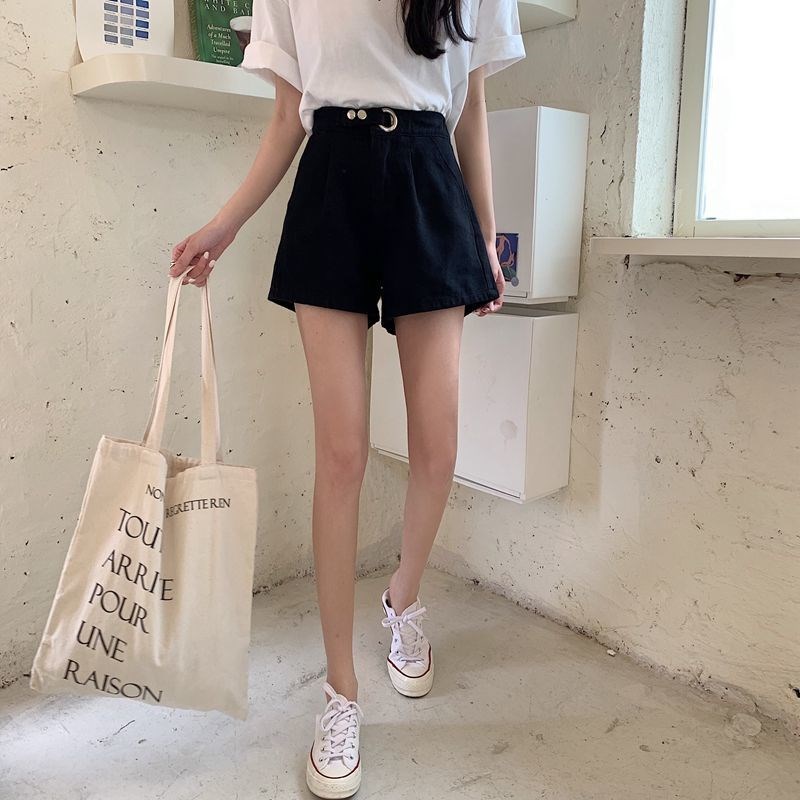 Quần Short Jean Lưng Cao Phong Cách Retro Hàn Quốc Cho Phụ Nữ