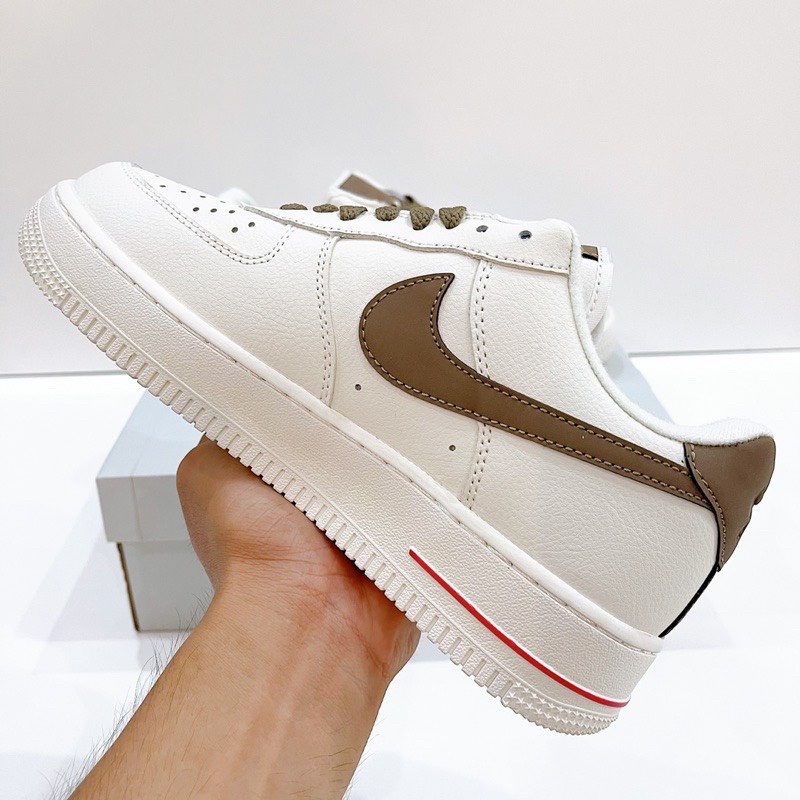 Giày AF1 Vệt Nâu, Giày Sneaker Air Force 1 móc nâu white brown nam nữ bản đẹp 2023
